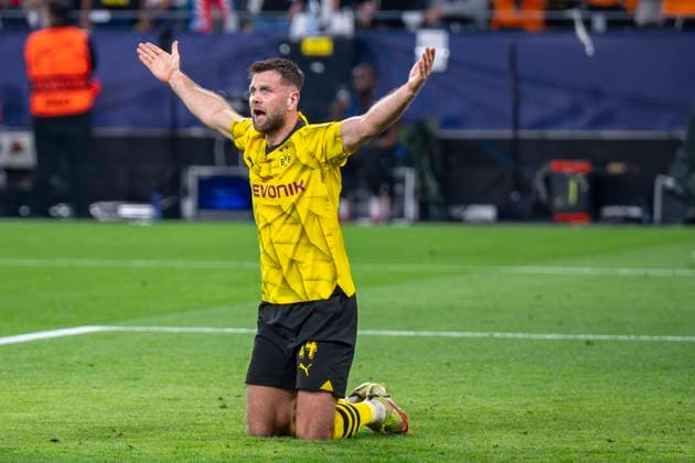 Soccer Champions League semi-final, first leg Borussia Dortmund Paris St Germain on 01 05 2024 at Signal Iduna Park Dortmunds Niclas Füllkrug complains IMPORTANT NOTE In accordance with UEFA regulations, it is prohibited to use or have used photographs taken in the stadium and or of the match in the form of sequential images and or video-like photo series Copyright: xKirchner DavidxInderliedx