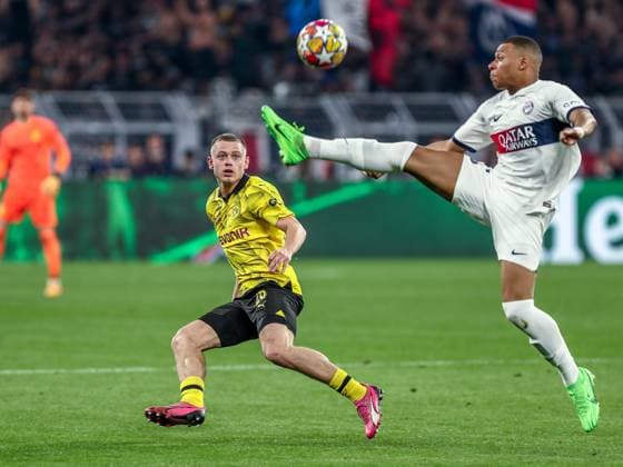 Kylian Mbappe Paris Saint Germain PSG, 07 in duel against Julian Ryerson Borussia Dortmund BVB, 26 , GER, Borussia Dortmund BVB vs Paris Saint Germain PSG, UEFA Champions League 2023 24, semi-final first leg, 01 05 2024, GER, Borussia Dortmund BVB vs Paris Saint Germain PSG, UEFA Champions League 2023 24, semi-final first leg, 01 05 2024, Photo Eibner Pressefoto Gabriel Boia Dortmund Copyright: xEibner-Pressefoto GabrielxBoiax EP_EER