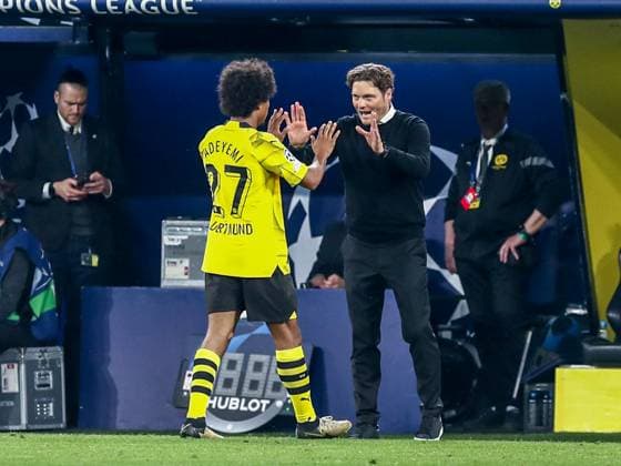 Edin Terzic Borussia Dortmund BVB, Head Coach and Karim Adeyemi Borussia Dortmund BVB, 27 , GER, Borussia Dortmund BVB vs Paris Saint Germain PSG, UEFA Champions League 2023 24, semi-final first leg, 01 05 2024, GER, Borussia Dortmund BVB vs Paris Saint Germain PSG, UEFA Champions League 2023 24, semi-final first leg, 01 05 2024, Photo Eibner Pressefoto Gabriel Boia Dortmund Copyright: xEibner-Pressefoto GabrielxBoiax EP_EER