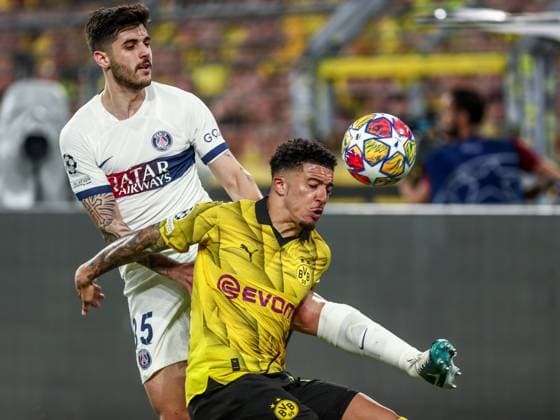 Lucas Beraldo Paris Saint Germain PSG, 35 in duel against Jadon Sancho Borussia Dortmund BVB, 10 , GER, Borussia Dortmund BVB vs Paris Saint Germain PSG, UEFA Champions League 2023 24, semi-final first leg, 01 05 2024, GER, Borussia Dortmund BVB vs Paris Saint Germain PSG, UEFA Champions League 2023 24, semi-final first leg, 01 05 2024, Photo Eibner Pressefoto Gabriel Boia Dortmund Copyright: xEibner-Pressefoto GabrielxBoiax EP_EER