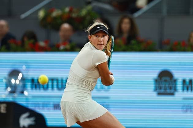 Mirra Andreeva (RUS), MAY 1, 2024 - Tennis : Mirra Andreeva during singles Quarter finals match against Aryna Sabalenka on the WTA, Tennis Damen 1000 tournaments Mutua Madrid Open tennis tournament at the Caja Magica in Madrid, Spain. Noxthirdxpartyxsales  (251855692)