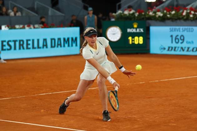 Mirra Andreeva (RUS), MAY 1, 2024 - Tennis : Mirra Andreeva during singles Quarter finals match against Aryna Sabalenka on the WTA, Tennis Damen 1000 tournaments Mutua Madrid Open tennis tournament at the Caja Magica in Madrid, Spain. Noxthirdxpartyxsales  (251855970)