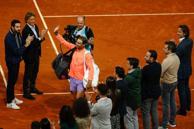May 1, 2024, Madrid, Madrid, SPAIN: Rafael Nadal of Spain leaves the court after his farewell in his last tournament of Mutua Madrid Open after losing against Jiri Lehecka of Czech Republic during the Masters 1000 and WTA, Tennis Damen 1000, tournament celebrated at Caja Magica on April 30, 2024 in Madrid, Spain. Madrid SPAIN - ZUMAa181 20240501_zaa_a181_021 Copyright: xIrinaxR.xHipolitox