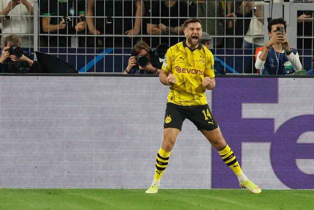 (240502) -- DORTMUND, May 2, 2024 -- Niclas Fuellkrug of Borussia Dortmund celebrates scoring during the UEFA Champions League semi-final first leg football match between Borussia Dortmund and Paris Saint-Germain in Dortmund, Germany, May 1, 2024. (Photo by Xinhua) (SP)GERMANY-DORTMUND-FOOTBALL-UEFA CHAMPIONS LEAGUE-DORTMUND VS PSG JoachimxBywaletz 