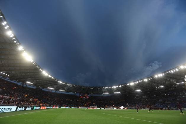 Football Europa League match - AS Roma vs Bayer 04 Leverkusen Rome, Italy 2.05.2024: UEFA Europa League 2023-2024, semi-finals leg 1, football match between AS Roma vs Bayer 04 Leverkusen FuSsball at Olympic Stadium in Rome. Rome Italy  Copyright: xIPAxSport ABACAx