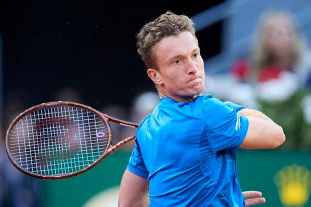 Mutua Madrid Open - Day Eleven Jiri Lehecka of Czechia returns a shot against Daniil Medvedev during day eleven of the Mutua Madrid Open 2024 at Caja Magica on May 2, 2024, in Madrid, Spain. Madrid Caja Magica Madrid Spain RL_MMO24_01880 Copyright: xRicardoxLarreinax