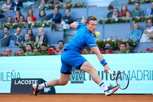 Mutua Madrid Open - Day Eleven Jiri Lehecka of Czechia returns a shot against Daniil Medvedev during day eleven of the Mutua Madrid Open 2024 at Caja Magica on May 2, 2024, in Madrid, Spain. Madrid Caja Magica Madrid Spain RL_MMO24_01888 Copyright: xRicardoxLarreinax