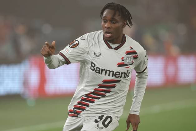 UEFA Europa League 2023-2024 - Semi-finals leg 1, AS Roma vs Bayer 04 Leverkusen Fußball at Olympic Stadium in Rome on 02th may 2024 Rome, Italy 2.05.2024: Jeremie Frimpong of Leverkusen in action during the UEFA Europa League 2023-2024, semi-finals leg 1, football match between AS Roma vs Bayer 04 Leverkusen Fußball at Olympic Stadium in Rome. Rome Olympic italy italy Copyright: xmarcoxiacobucci