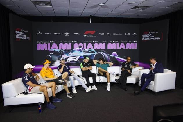 General view of the press conference, PK, Pressekonferenz during the Formula 1 Crypto.com Miami Grand Prix 2024, 6th round of the 2024 Formula One World Championship, WM, Weltmeisterschaft from May 3 to 5, 2024 on the Miami International Autodrome, in Miami, United States of America - F1 - MIAMI GRAND PRIX 2024 DPPI Panoramic  240502_R06_MIAMI_DP_EA029177