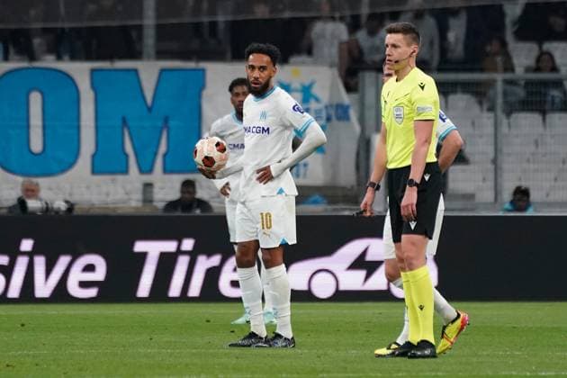 Pierre Emerick Aubameyang of Olympique de Marseille looks dejected during the UEFA Europa League semifinal first leg match between Atalanta Bergame and Olympique de Marseille at Orange VÃ lodrome in Marseille. FOOTBALL : Olympique de Marseille vs Atalanta Bergame - Demi finale Europa League - Marseille - 02 05 2024 NorbertScanella Panoramic 