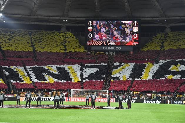 As Roma 02 05 2024 - Europa League Roma-Bayer Leverkusen foto Antonello Sammarco Image nella foto: coreografia tifosi Roma 