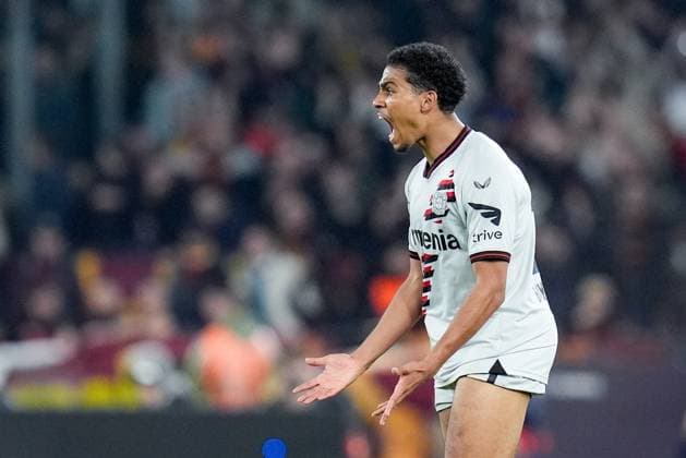 AS Roma v Bayer 04 Leverkusen - Semi-Final First Leg - UEFA Europa League 2023 24 Amine Adli of Bayer 04 Leverkusen reacts during the UEFA Europa League 2023 24 Semi-Final first leg match between AS Roma and Bayer 04 Leverkusen at Stadio Olimpico on May 2, 2024 in Rome, Italy. Rome Stadio Olimpico Rome Italy Copyright: xGiuseppexMaffiax UEL_Roma-BayerLeverkusen_020524_DSC0769-2