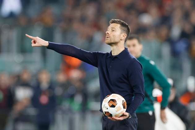 Head Coach Xabi Alonso (Bayer 04 Leverkusen) gestures, UEFA Europa League 2023 2024 - Semifinals first leg, AS Roma vs Bayer 04 Leverkusen, Olimpico Stadium, May 2, 2024, Rome, Italy.