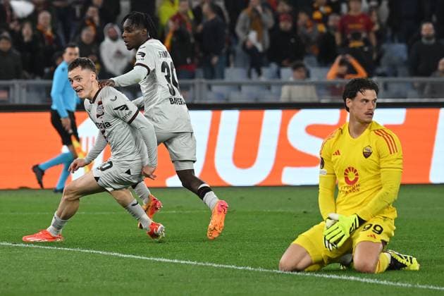 Rome, Olimpico, 02 05 24, GER, Men, UEFA Europa League, Season 2023 2024, Semi-final, AS Roma Bayer 04 Leverkusen Picture Florian WIRTZ Leverkusen cheers after his goal to 0 1 Only for editorial use UEFA regulations prohibit any use of photographs as image sequences and or quasi video Italy