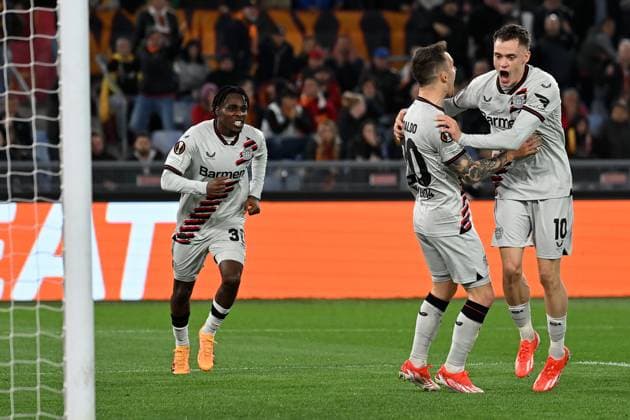 Rome, Olimpico, 02 05 24, GER, Men, UEFA Europa League, Season 2023 2024, Semi-final, AS Roma Bayer 04 Leverkusen Picture Florian WIRTZ Leverkusen cheers after his goal to 0 1 Only for editorial use UEFA regulations prohibit any use of photographs as image sequences and or quasi video Italy