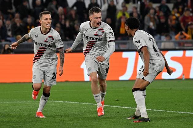 Rome, Olimpico, 02 05 24, GER, Men, UEFA Europa League, Season 2023 2024, Semi-final, AS Roma Bayer 04 Leverkusen Picture Florian WIRTZ Leverkusen cheers after his goal to 0 1 Only for editorial use UEFA regulations prohibit any use of photographs as image sequences and or quasi video Italy