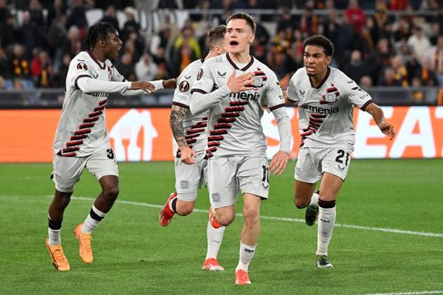 Rome, Olimpico, 02 05 24, GER, Men, UEFA Europa League, Season 2023 2024, Semi-final, AS Roma Bayer 04 Leverkusen Picture Florian WIRTZ Leverkusen cheers after his goal to 0 1 Only for editorial use UEFA regulations prohibit any use of photographs as image sequences and or quasi video Italy