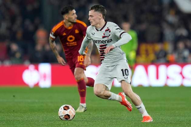 Florian Wirtz of Bayer Leverkusen during the UEFA Europa League match between AS Roma and Bayer Leverkusen at Stadio Olimpico Rome Italy on 02 May 2024. Rome Stadio Olimpico Rome Italy Copyright: xPhotoxSportxPicsx SP24-929-025