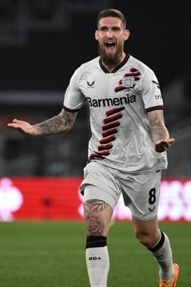 Dc Roma 02 05 2024 - Europa League Roma-Bayer Leverkusen foto Domenico Cippitelli Image nella foto: esultanza gol Robert Andrich 