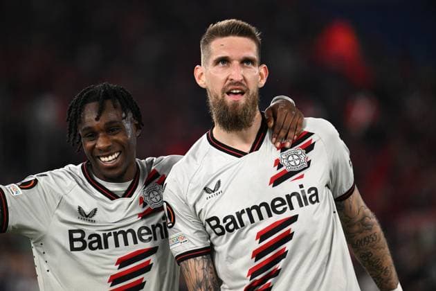 Sport Bilder des Tages Dc Roma 02 05 2024 - Europa League Roma-Bayer Leverkusen foto Domenico Cippitelli Image nella foto: esultanza gol Robert Andrich 