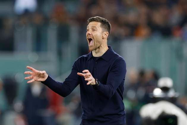 Head Coach Xabi Alonso (Bayer 04 Leverkusen) gestures, UEFA Europa League 2023 2024 - Semifinals first leg, AS Roma vs Bayer 04 Leverkusen, Olimpico Stadium, May 2, 2024, Rome, Italy.
