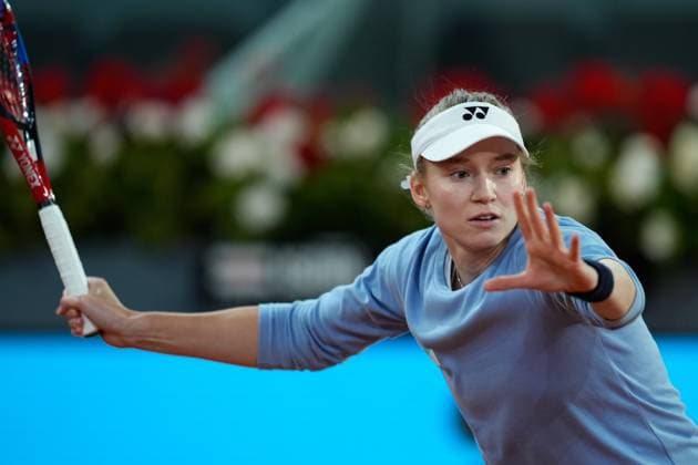 May 3, 2024, Madrid, Madrid, SPAIN: Elena Rybakina of Kazakhstan in action against Aryna Sabalenka of Belarus during the Mutua Madrid Open 2024, ATP, Tennis Herren Masters 1000 and WTA, Tennis Damen 1000, tournament celebrated at Caja Magica on Mayo 02, 2024 in Madrid, Spain. Madrid SPAIN - ZUMAa181 20240503_zaa_a181_016 Copyright: xOscarxJ.xBarrosox