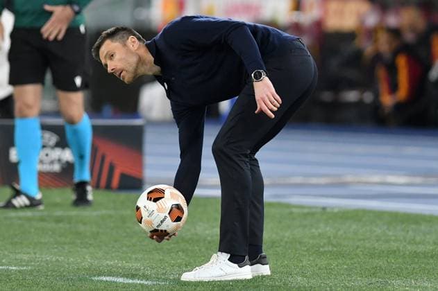 Soccer, Europa League match AS Roma v Bayer Leverkusen Bayern Leverkusen coach Xabi Alonso, reacts during the Uefa Europa League semi final first leg match AS Roma v Bayer Leverkusen at Olimpico stadium in Rome, Italy, 02nd May, 2024. Imago-Images Emmefoto Copyright: xImago-Images Emmefotox