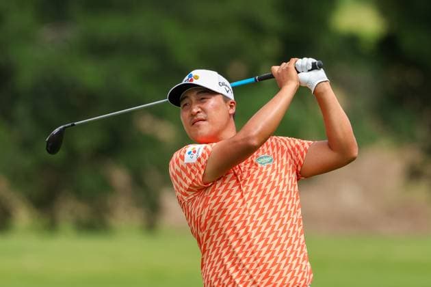 MCKINNEY, TX - MAY 02: Kyoung-Hoon Lee (KOR) watches his ball sail towards the fifth green during the first round of the PGA, Golf Herren CJ CUP Byron Nelson on May 2, 2024, at TUP Craig Ranch in McKinney, TX. (Photo by David Buono Icon Sportswire) GOLF: MAY 02 PGA CJ CUP Byron Nelson EDITORIAL USE ONLY Icon240502211