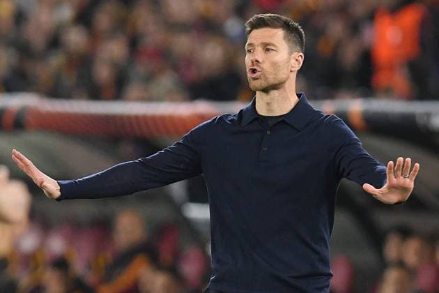 Football Europa League match - AS Roma vs Bayer 04 Leverkusen Bayern Leverkusen coach Xabi Alonso, reacts during the Uefa Europa League semi final first leg match AS Roma v Bayer Leverkusen at Olimpico stadium in Rome, Italy, 02nd May, 2024. Mattia Vian during AS Roma vs Bayer 04 Leverkusen, Football Europa League match in Rome, Italy, May 02 2024 Rome Italy  Copyright: xIPAxSport ABACAx
