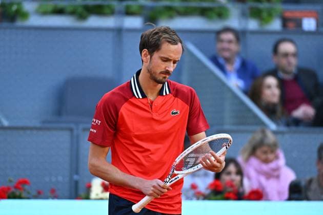 Mutua Madrid Open Daniil Medvedev (RUS) during his quarter final round match at the Mutua Madrid Open in Madrid , Spain, on May, 2, 2024. Photo by Corinne Dubreuil ABACAPRESS.COM Madrid Spain  Copyright: xDubreuilxCorinne ABACAx