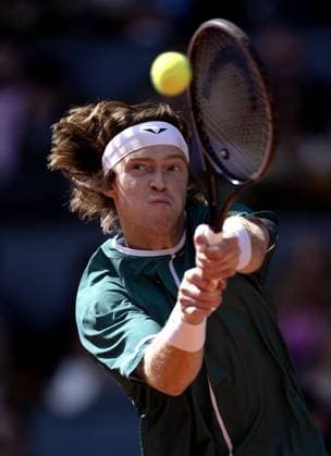 Andrey Rublev of Russia in action Mutua Madrid Open, Day 12, Tennis, La Caja Magica, Madrid, Spain - 03 May 2024  Copyright: xEllaxLing Shutterstockx 14454213c