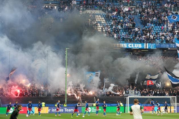 2 Bundesliga Hamburger SV FC St Pauli on 03 05 2024 at Volksparkstadion in Hamburg The fans of Hamburger SV set off pyrotechnics MH