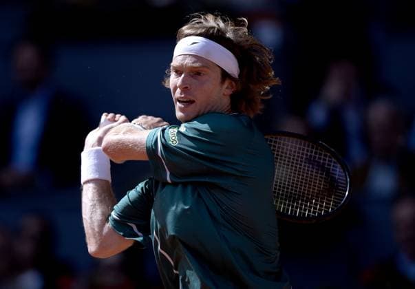 Andrey Rublev of Russia in action Mutua Madrid Open, Day 12, Tennis, La Caja Magica, Madrid, Spain - 03 May 2024  Copyright: xEllaxLing Shutterstockx 14454213m