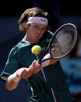 Andrey Rublev of Russia in action Mutua Madrid Open, Day 12, Tennis, La Caja Magica, Madrid, Spain - 03 May 2024  Copyright: xEllaxLing Shutterstockx 14454213k