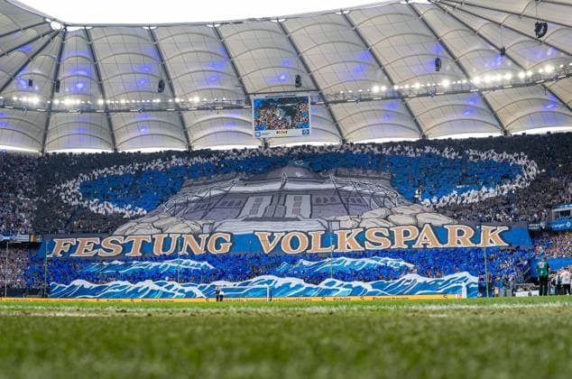 Soccer, Men, Season 2023 2024, 2 Bundesliga 32 Matchday , Hamburger SV FC St Pauli, Fans from HSV with Choreo, 03 05 2024, Copyright: xSebastianxRäppold MatthiasxKochx