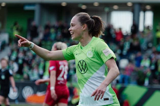 Wolfsburg, Germany 03 May 2024 1 BL Women 2023 2024 VfL Wolfsburg vs 1 FC Köln In the picture Ewa Pajor Wolfsburg cheers after her goal for 3 0 DFB regulations prohibit any use of photographs as image sequences and or quasi video AOK Stadion Niedersachsen Copyright: xFotostandx xNiewelerx