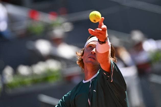 Mutua Madrid Open Andrey Rublev (RUS) during his semi final round match at the Mutua Madrid Open in Madrid , Spain, on May, 1, 2024. Photo by Corinne Dubreuil ABACAPRESS.COM Madrid Spain  Copyright: xDubreuilxCorinne ABACAx