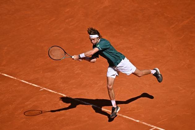 Mutua Madrid Open Andrey Rublev (RUS) during his semi final round match at the Mutua Madrid Open in Madrid , Spain, on May, 1, 2024. Photo by Corinne Dubreuil ABACAPRESS.COM Madrid Spain  Copyright: xDubreuilxCorinne ABACAx