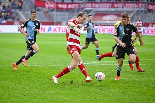 03 05 2024, Soccer, 2 Bundesliga, Matchday 32 Season 2023 2024, Fortuna Düsseldorf 1 FC Nuernberg, Vincent Vermeij Fortuna Düsseldorf scores the goal to make it 1 0 xRHR PHOTO TKx Copyright: RHR-FOTOx RHR-FOTO TK