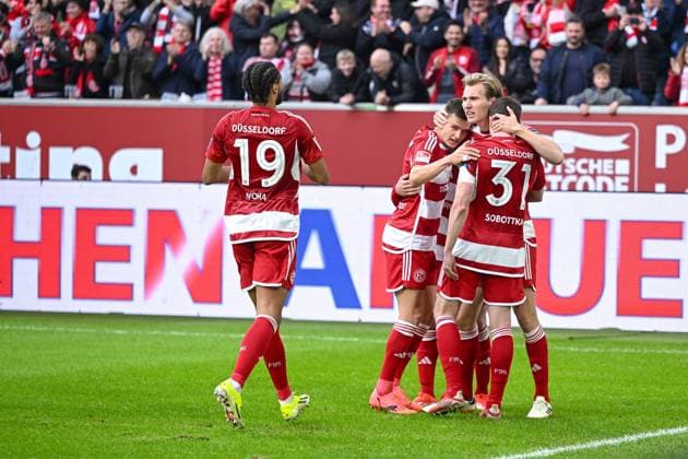 03 05 2024, Soccer, 2 Bundesliga, 32 Matchday Season 2023 2024, Fortuna Düsseldorf 1 FC Nuernberg, Vincent Vermeij Fortuna Düsseldorf celebrates the goal for 1 0 xRHR PHOTO TKx Copyright: RHR-FOTOx RHR-FOTO TK
