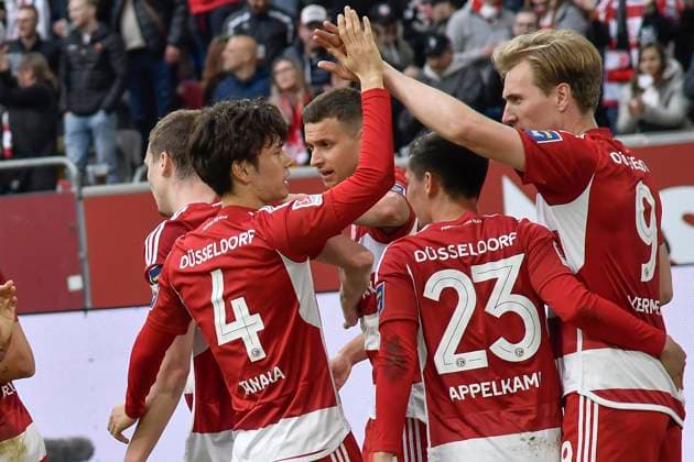 Vincent Vermeij 9, Fortuna Duesseldorf cheers after scoring the 1 0 goal with the team 03 05 2024 Soccer Fortuna Duesseldorf vs 1 FC Nuernberg , Merkur Spiel Arena, Duesseldorf, DFB DFL REGULATIONS PROHIBIT ANY USE OF PHOTOGRAPHS AS IMAGE SEQUENCES AND OR QUASI VIDEO NRW Germany Copyright: xpepphotox xHorstxMauelshagenx pep00321, pep_20240503_hm