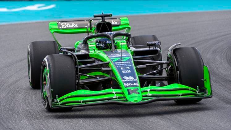 3rd May 2024; Miami International Autodrome, Miami, Florida, USA; Formula 1 Crypto.com Miami Grand Prix 2024; Free Practice Day; Valtteri Bottas of Finland driving the number 77 Stake F1 Team Kick Sauber car on the track during first practice session.  ActionPlus12637471 DouglasxMurray