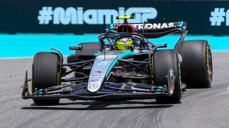 3rd May 2024; Miami International Autodrome, Miami, Florida, USA; Formula 1 Crypto.com Miami Grand Prix 2024; Free Practice Day; Lewis Hamilton of the United Kingdom driving the number 44 Mercedes-AMG PETRONAS car on the track during first practice session.  ActionPlus12637474 DouglasxMurray