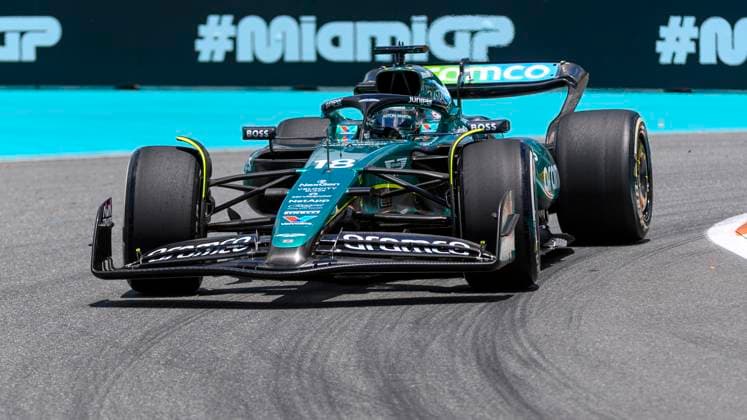 3rd May 2024; Miami International Autodrome, Miami, Florida, USA; Formula 1 Crypto.com Miami Grand Prix 2024; Free Practice Day; Lance Stroll of Canada driving the number 18 Aston Martin Aramco Cognizant car on the track during first practice session.  ActionPlus12637476 DouglasxMurray