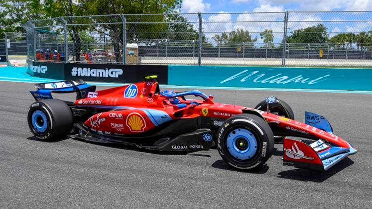 3rd May 2024; Miami International Autodrome, Miami, Florida, USA; Formula 1 Crypto.com Miami Grand Prix 2024; Free Practice Day; Carlos Sainz Jr. of Spain driving the number 55 Scuderia Ferrari on the track during first practice session.  ActionPlus12637486 DouglasxMurray