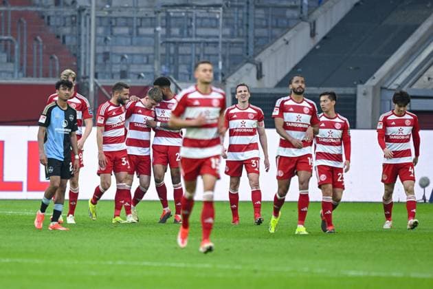 03 05 2024, Soccer, 2 Bundesliga, 32 Matchday Season 2023 2024, Fortuna Düsseldorf 1 FC Nuernberg, Fortuna Düsseldorf celebrates the goal for 3 1 xRHR PHOTO TKx Copyright: RHR-FOTOx RHR-FOTO TK