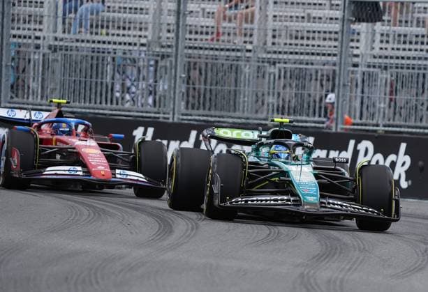03 05 2024, Miami International Autodrome, Miami, Formula 1 Crypto com Miami Grand Prix,pictured Fernando Alonso ESP , Aston Martin Aramco Cognizant Formula One Team, Carlos Sainz Jr ESP , Scuderia Ferrari HP Defodi 506 20240503 hbr 2060 Defodi-506