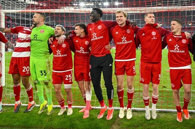 03 05 2024, Soccer, 2 Bundesliga, 32 Matchday Season 2023 2024, Fortuna Düsseldorf 1 FC Nuernberg, Jamil Siebert Fortuna Düsseldorf , Goalkeeper Florian Kastenmeier Fortuna Düsseldorf , Matthias Zimmermann Fortuna Düsseldorf , Yannick Engelhardt Fortuna Düsseldorf , Joshua Quarshie Fortuna Düsseldorf , Vincent Vermeij Fortuna Düsseldorf , Jordy De Wijs Fortuna Düsseldorf , xRHR PHOTO TKx Copyright: RHR-FOTOx RHR-FOTO TK