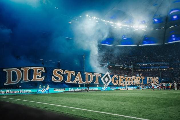 Soccer Men Season 2023 2024 2 Soccer Bundesliga 32 Matchday Hamburger SV vs FC St Pauli 03 05 2024 The HSV fans on the north stand with the choreo The city belongs to us Hamburg Volksparkstadion Hamburg Germany