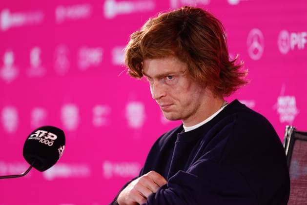 May 3, 2024, Madrid, Madrid, SPAIN: Andrey Rublev of Russia attends the media during his press conference, PK, Pressekonferenz during the Masters 1000 and WTA, Tennis Damen 1000, tournament celebrated at Caja Magica on May 03, 2024 in Madrid, Spain. Madrid SPAIN - ZUMAa181 20240503_zaa_a181_104 Copyright: xIrinaxR.xHipolitox
